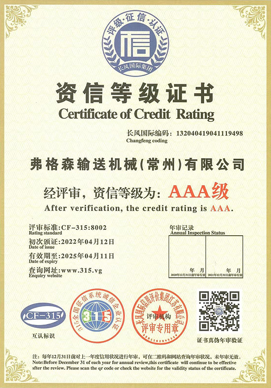 AAA credit rating certificate